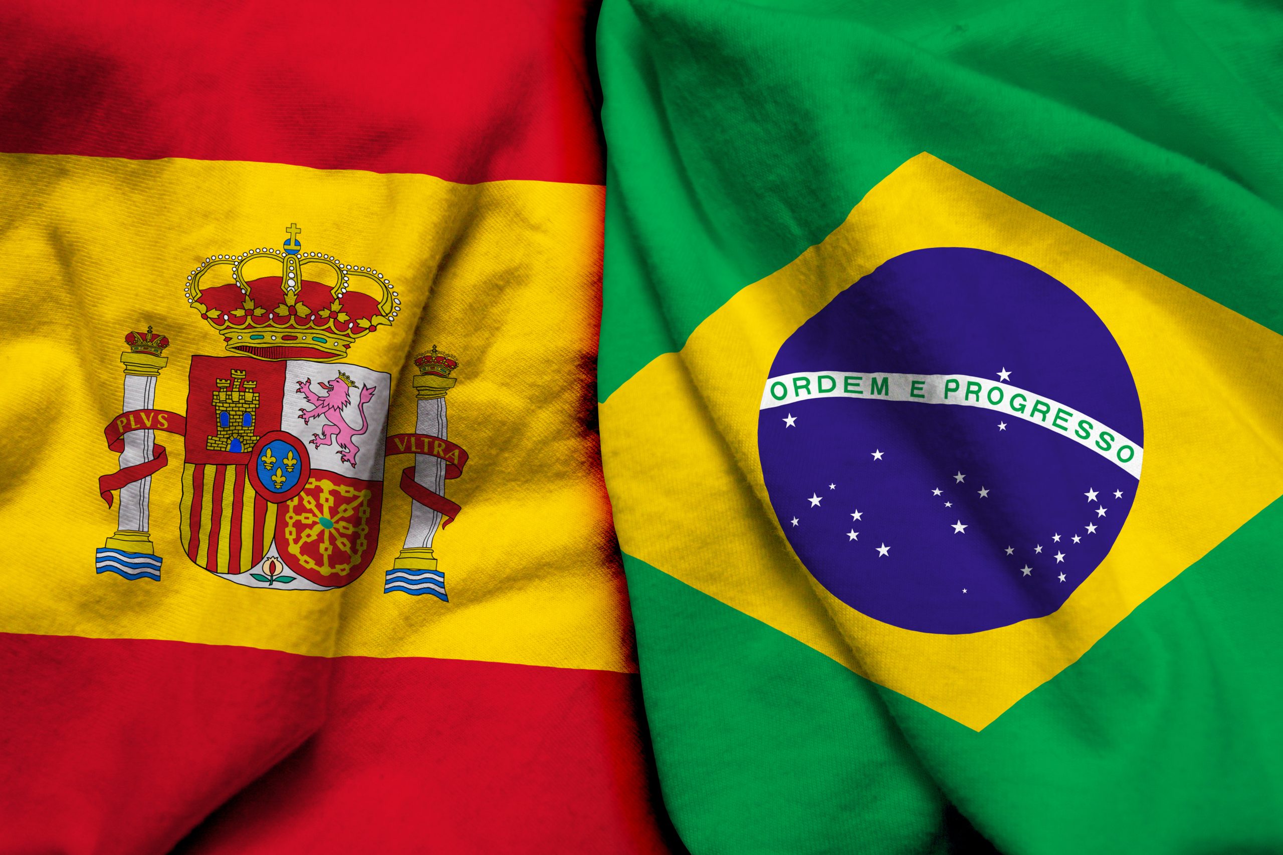 Spain,And,Brazil,Flag,Together